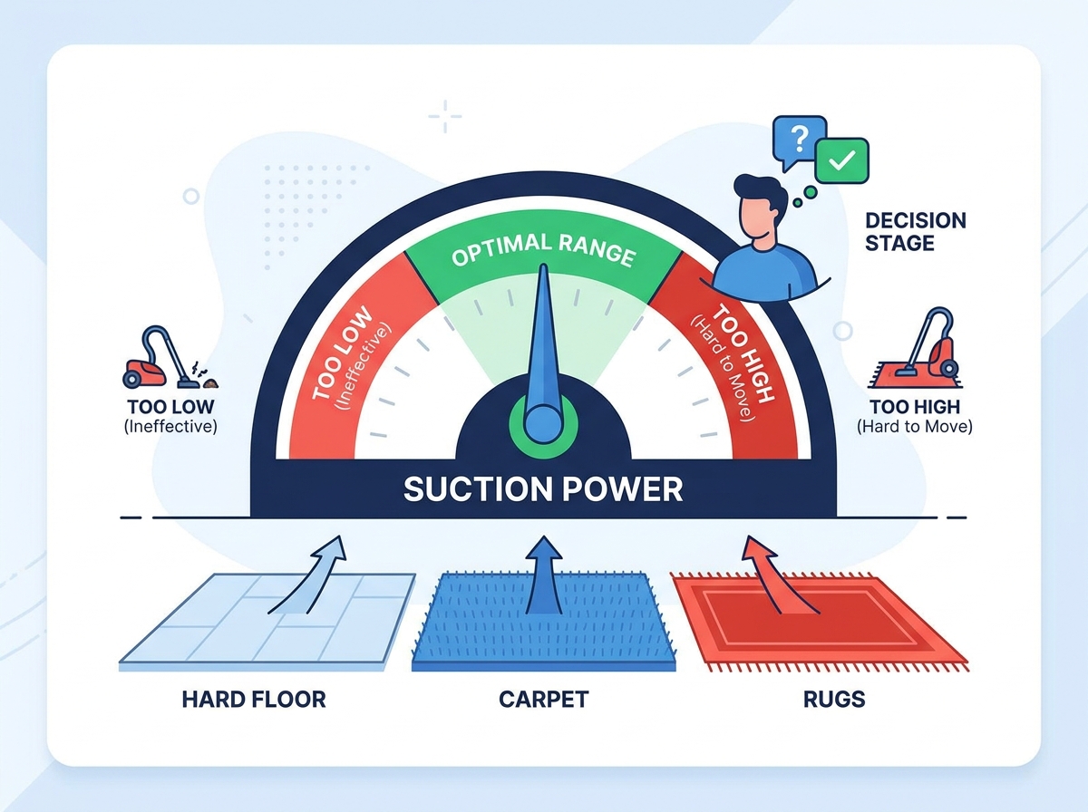 Vacuum cleaner suction power testing and evaluation
